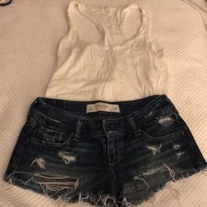 Abercrombie & Fitch denim distressed shorts